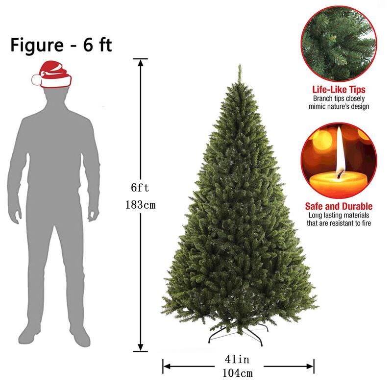 Christmas Tree Artificial Full Xmas Trees with Foldable Base - 6ft