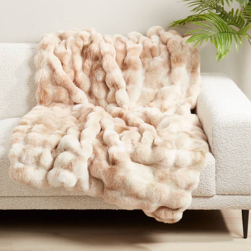 Plush Faux Fur Throw Blanket - Soft Lined Decorative Throw for Couch, Sofa, & Bed, 50"x60"