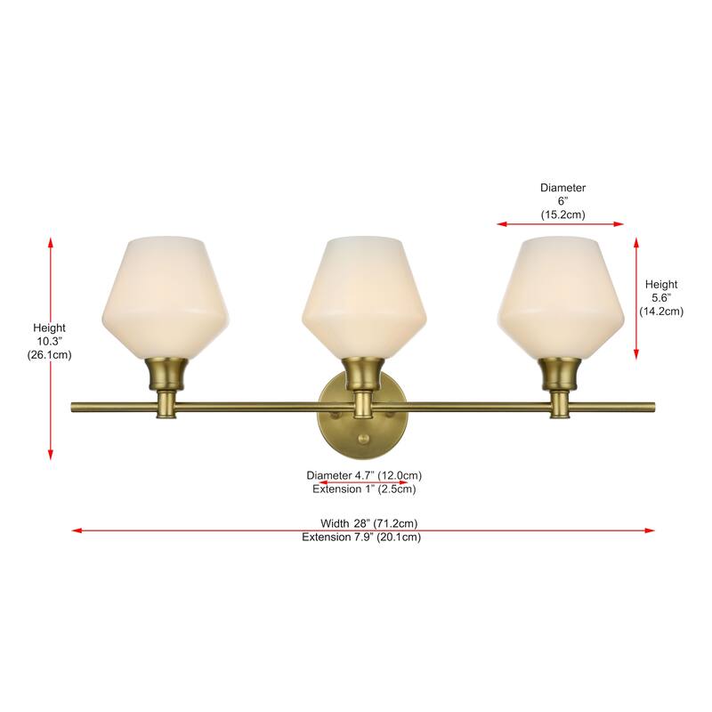Elegant Lighting Gene 3 Light 28" Wide Bathroom Vanity Light with