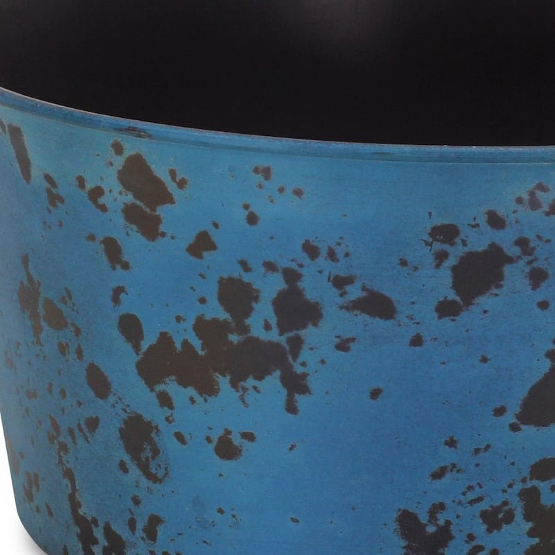 HomeRoots 12" Blue Recycled Plastic Indoor Outdoor Round Pot Planter