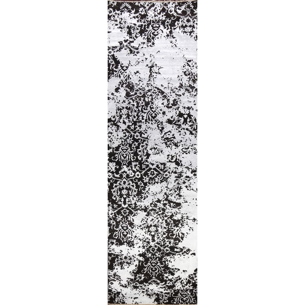 Wool/ Silk Distressed Abstract Oriental Staircase Runner Rug Handmade - 2'8" x 10'5"