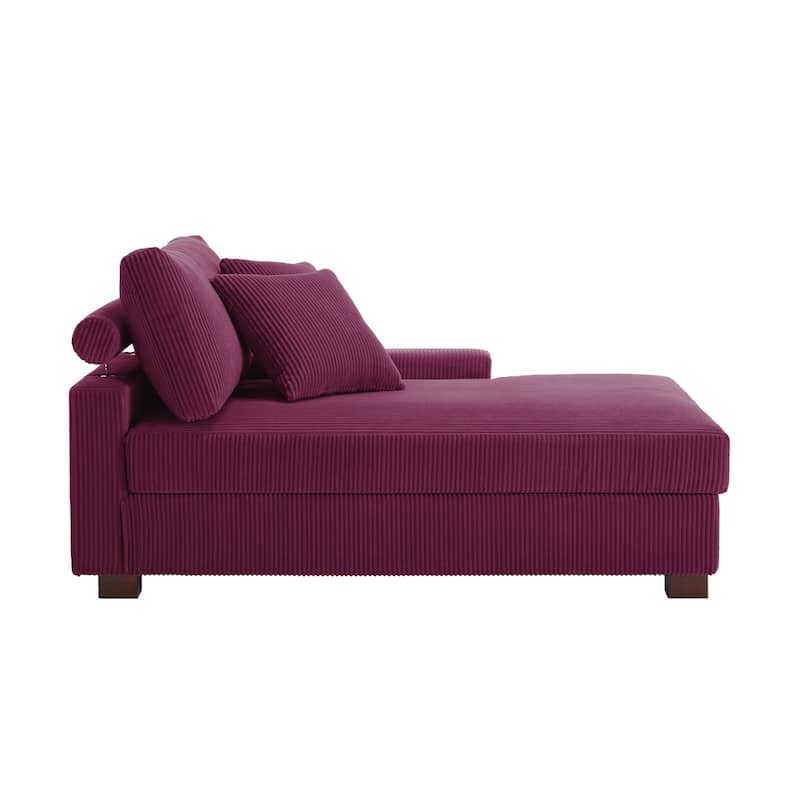 Corduroy Chaise Lounge Chair Upholstered Indoor Lounger Sofa