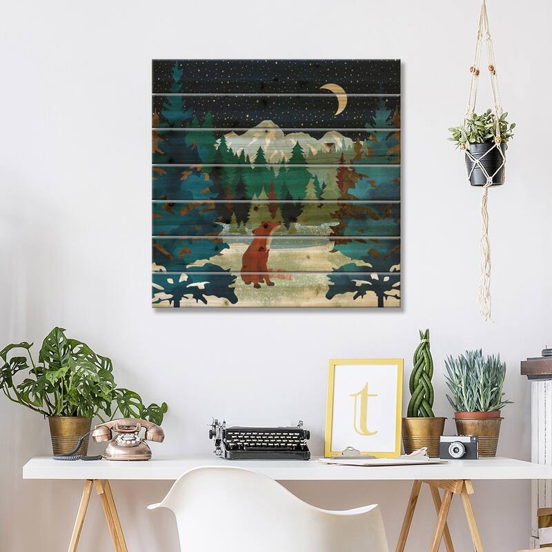 Winter Fox Vista Print On Wood by SpaceFrog Designs - Multi-Color