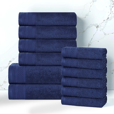 Superior Honeycomb Textured Border Cotton Medium Weight 12 Piece Towel Set
