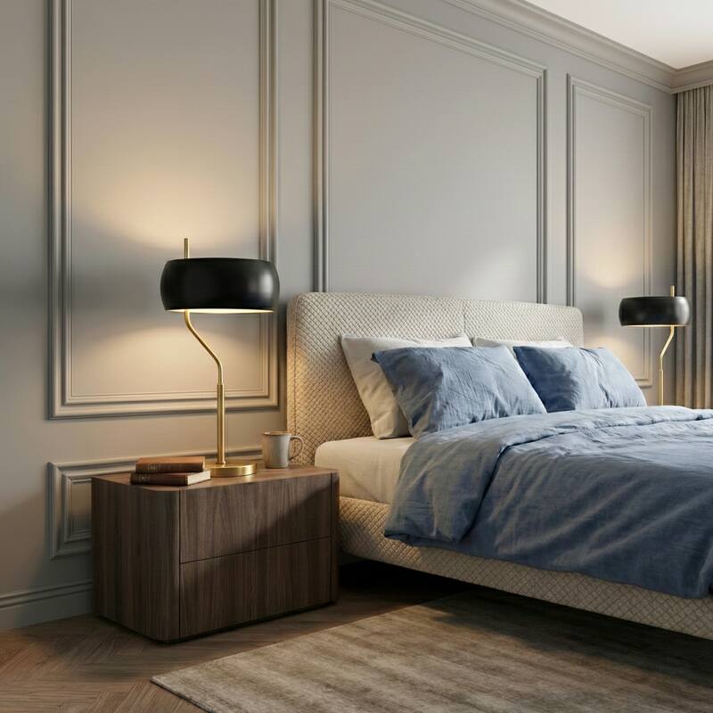 Demmex Black and Gold Table Lamp with Ceramic Fixture