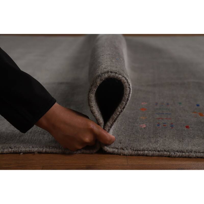 Hand Knotted Oriental 100% Wool Carpet Tribal Tribal Greys & Charcoal Gabbeh Area Rug - 12' 1'' X 9' 1''