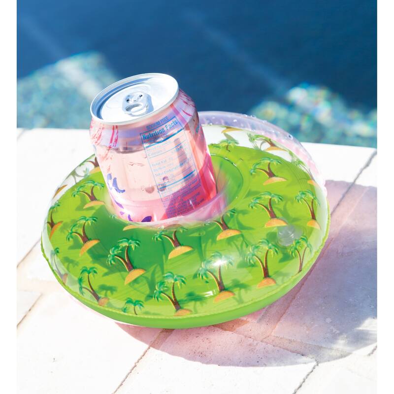 CoTa Global Inflatable Pool Palm Tree Float Drink Holder - Set Of 4 - 7"L x 7"W x 2.25"H