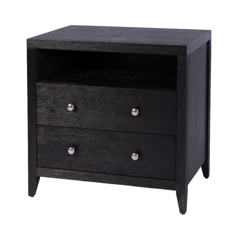 Dana 28 in. W Rectangular Wood 2 Drawer Nightstand with Top Shelf - Antique Coffee