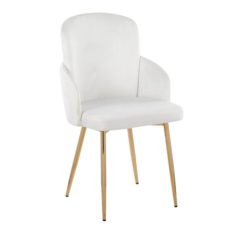Silver Orchid Dahlia Dining Chair with Metal Legs (Set of 2) - Cream Velvet/Gold