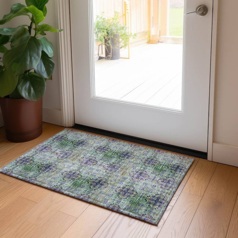Altolu Garden-Inspired Weather Resistant Classic Meets Modern Runner Outdoor Rug