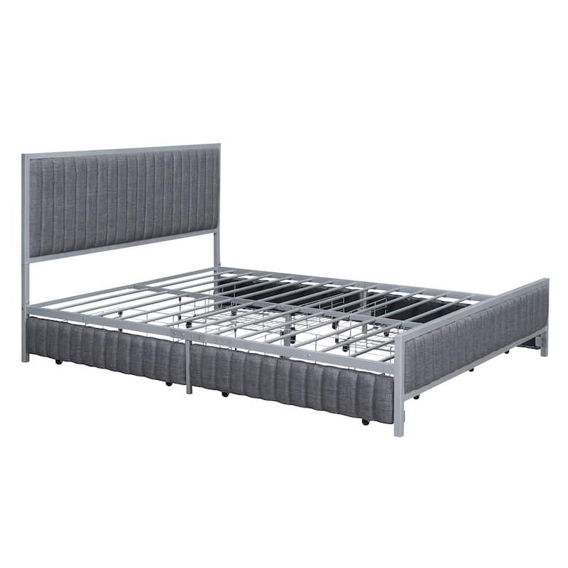 Superior Quality Metal Platform Bed Frame with 4 Drawers Storage Bed