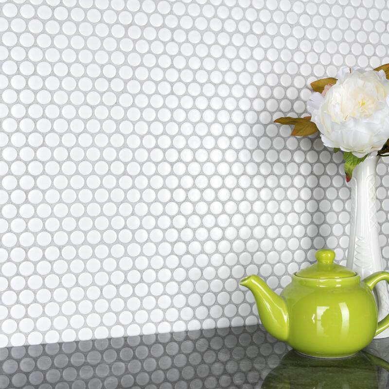 Merola Tile Metro Penny Matte White 9-3/4" x 11-1/2" Porcelain Floor and Wall Tile