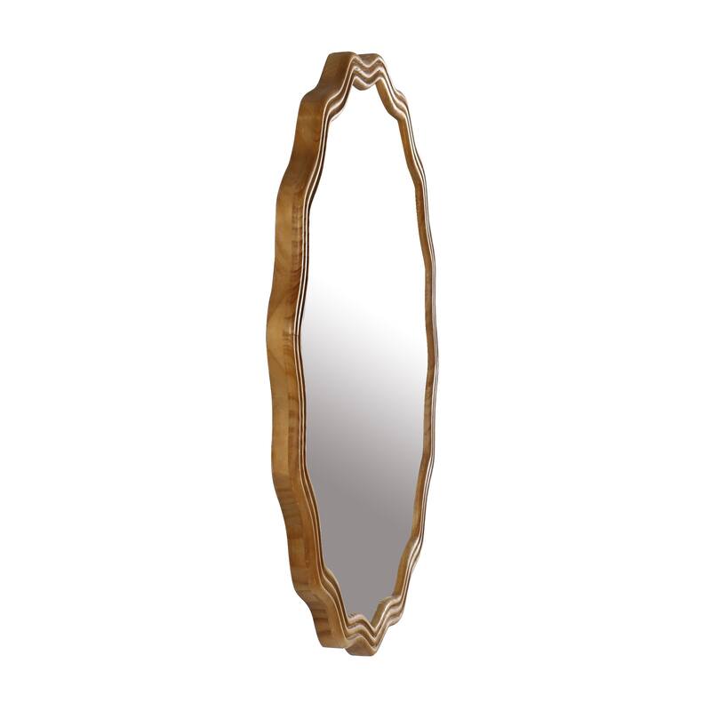 Azalea Park 24" Natural Wood Curvy Circle Wall Mirror