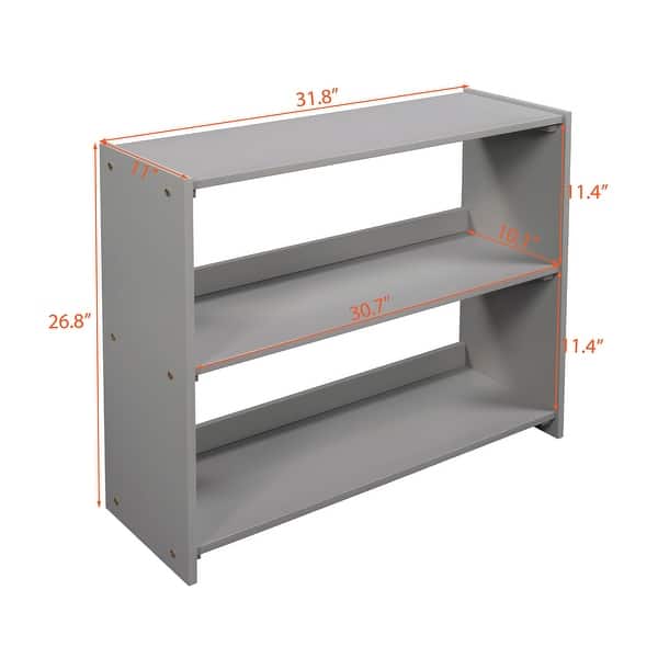 dimension image slide 0 of 4, Low Twin Size Loft Bed with Cabinets, Shelves and Slide, Grey