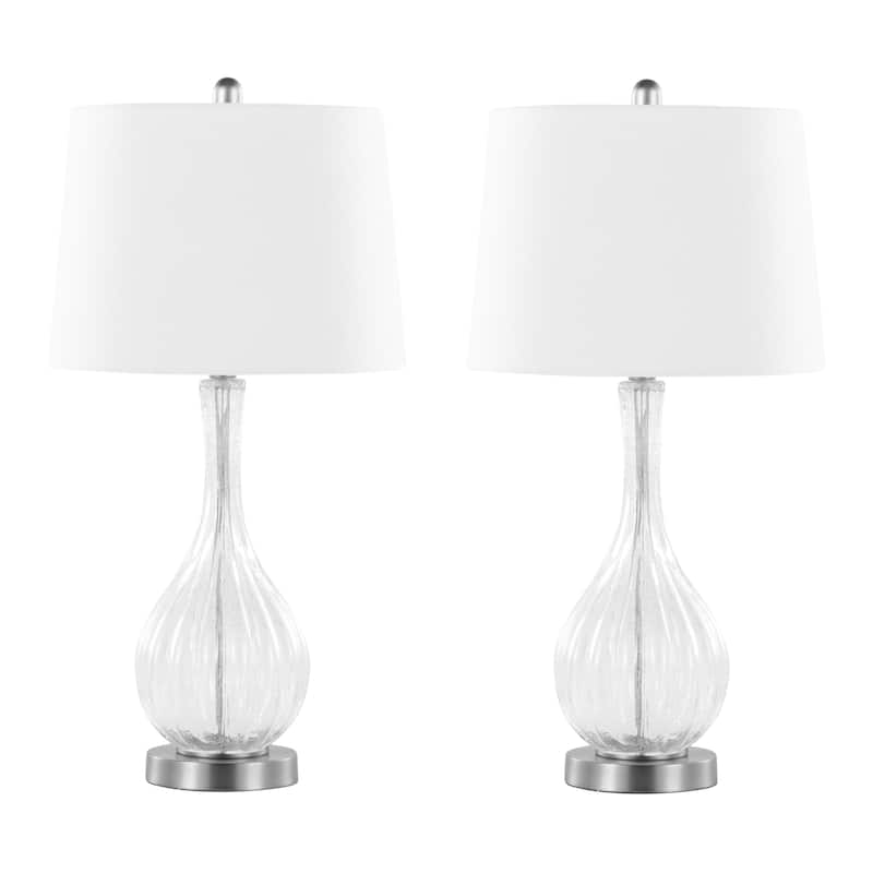 Jenny 27.25" Crackle Glass Table Lamp (Set of 2) - Clear Glass/Gold Plated/Off-White Linen