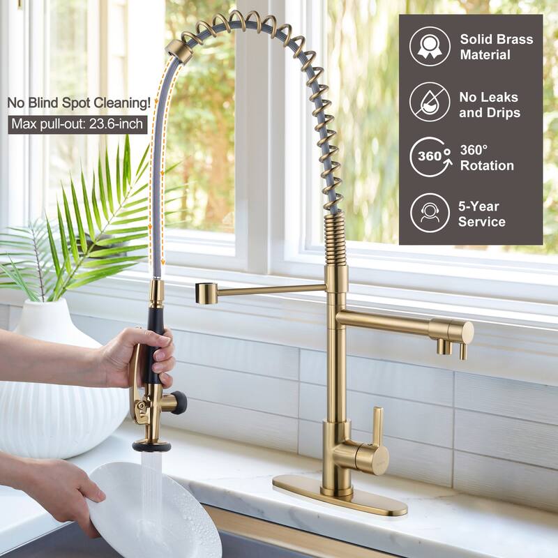 WOWOW Commercial Kitchen Faucet with Pre-Rinse Sprayer