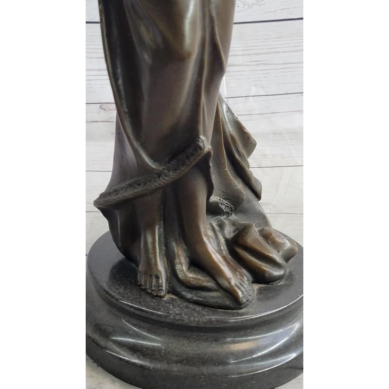 Hand Made Original Artwork By Jean Patoue Female Playing Banjo Bronze Sculpture