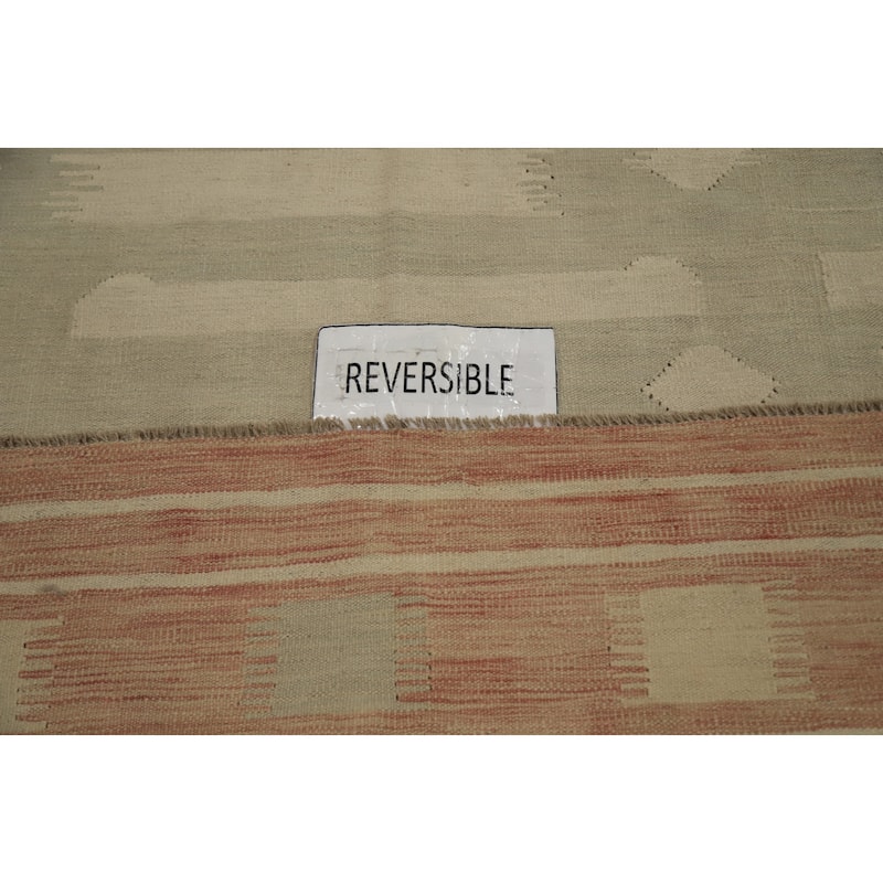 Hand Woven Oriental 100% Wool Carpet Southwestern Tribal Greys & Charcoal Kilim Area Rug - 9' 9'' X 8' 4''