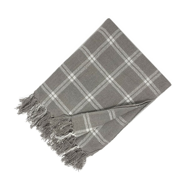 Farmhouse Living Double Windowpane Plaid Fringe Blanket Throw. Opens flyout.