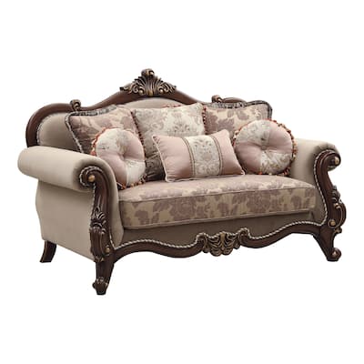 Leith Beige and Walnut Loveseat with Queen Leg