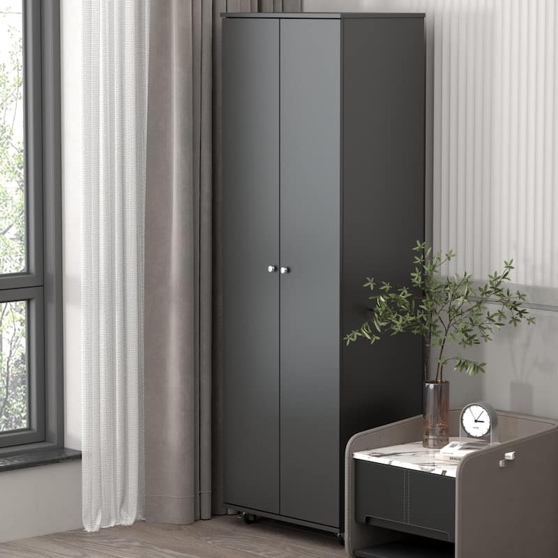 70.9"Armoires Wardrobe Closet Storage Cabinet Shoe Cabient White/Black