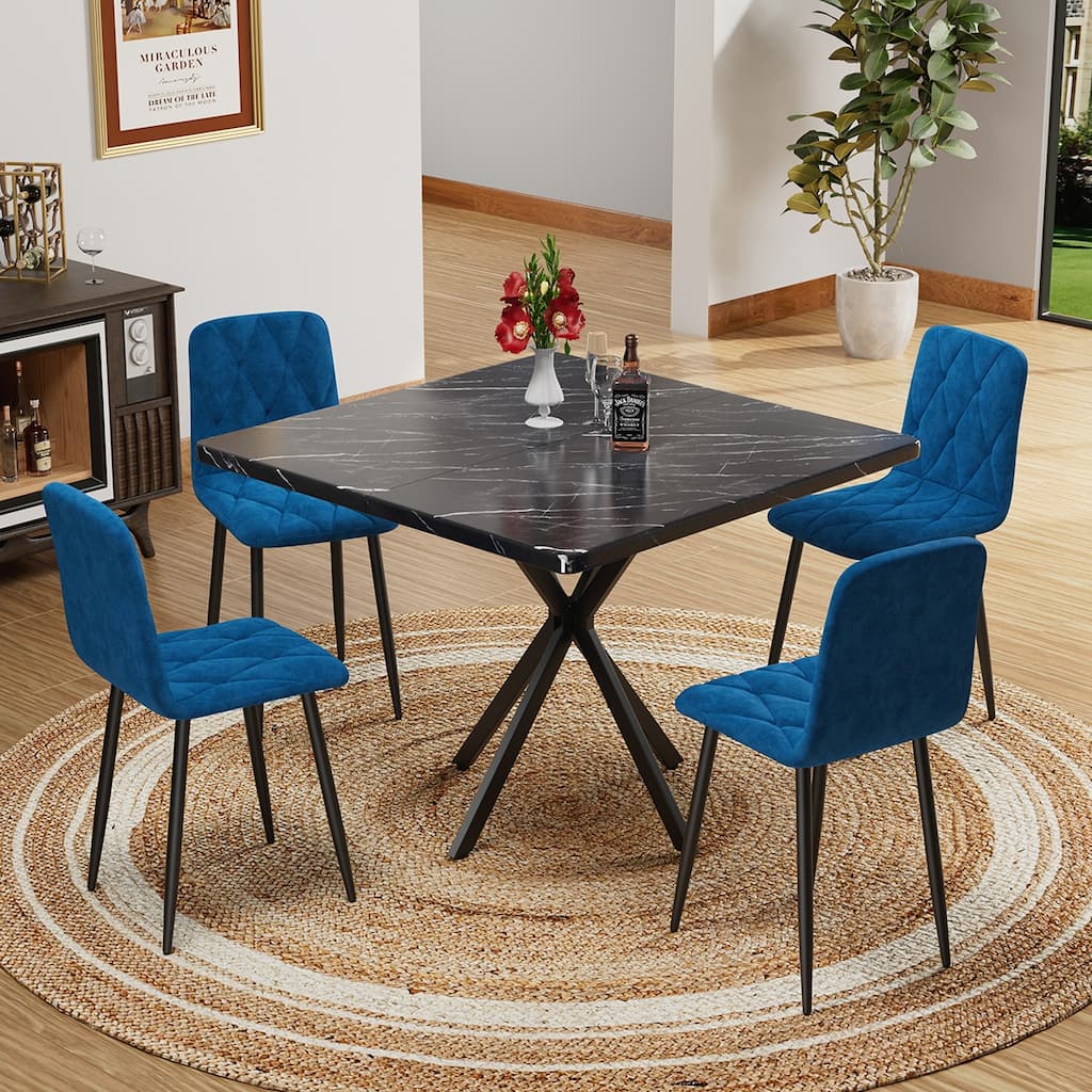 4PCS Velvet Dining Chairs With Metal Frame