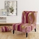 preview thumbnail 95 of 101, Designart "Mettalic Indigo And Gold II" Upholstered Abstract Accent Chair - Glam Arm Chair For Living Room Slipper Chair - Gold & Pink