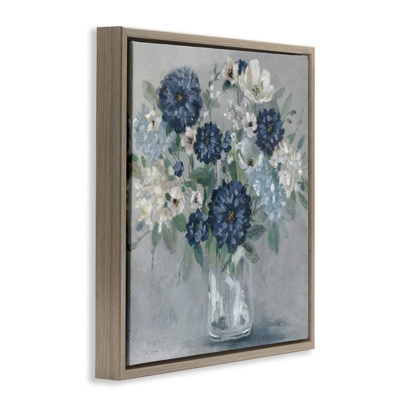 Stupell Blue Mums Mixed Bouquet Framed Floater Canvas Wall Art Design By Carol Robinson