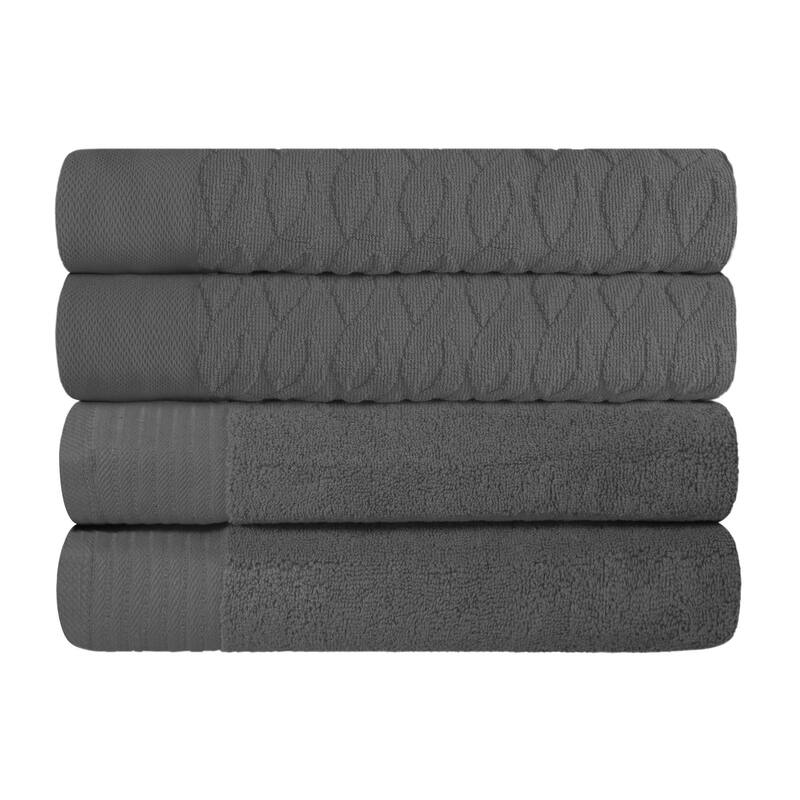 Turkish Cotton Herringbone and Solid Bath Towel Set by Superior