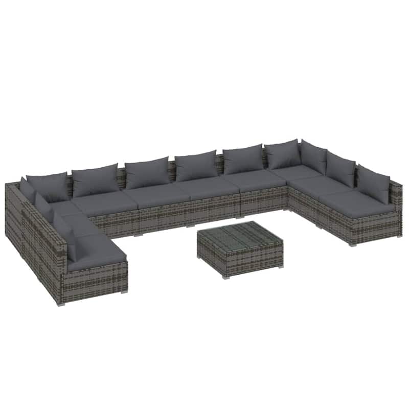 vidaXL Patio Lounge Set Outdoor Sectional Sofa Set Table Garden Poly Rattan - 27.6" x 27.6" x 23.8"