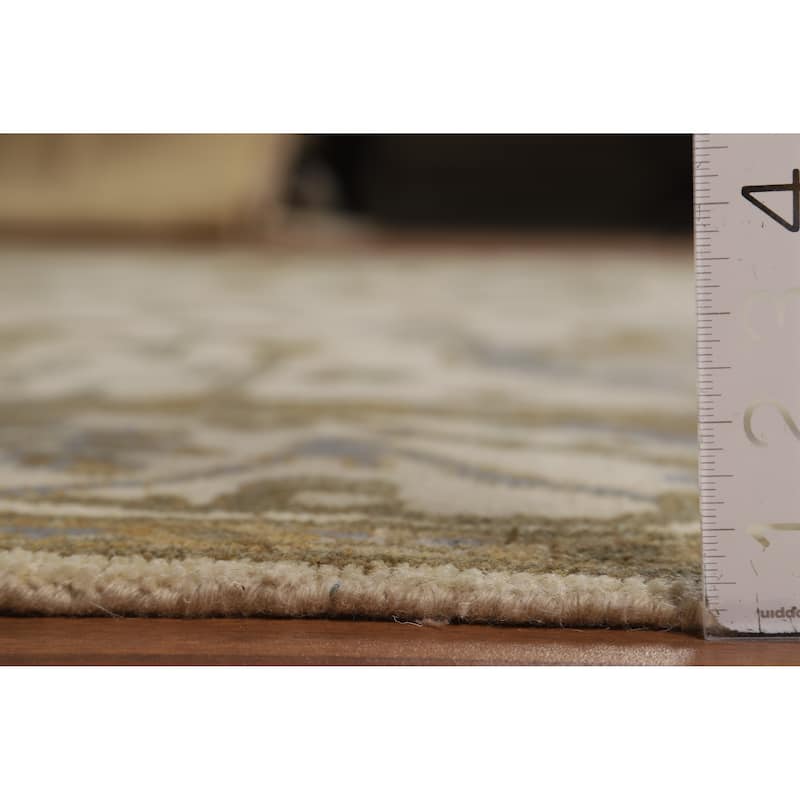 All-Over Ivory Oushak Indian Area Rug Hand-Knotted Wool Carpet - 8'0"x 9'11"