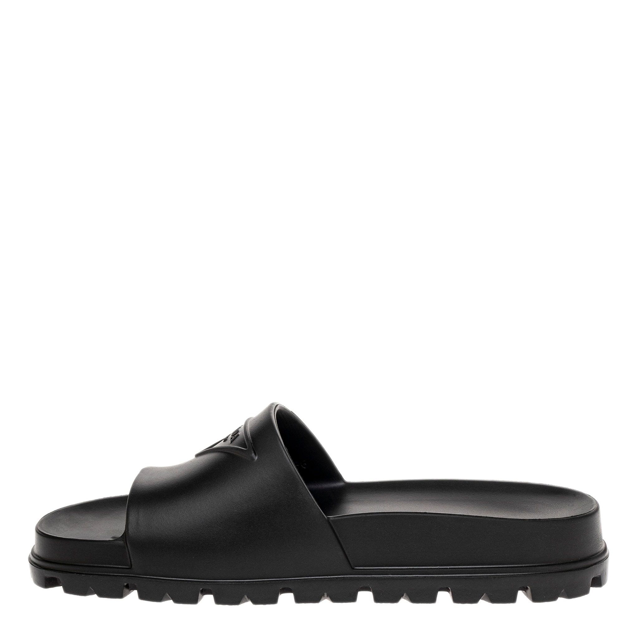 Prada Logo Embossed Rubber Slides - Overstock - 43147308 display picture 1