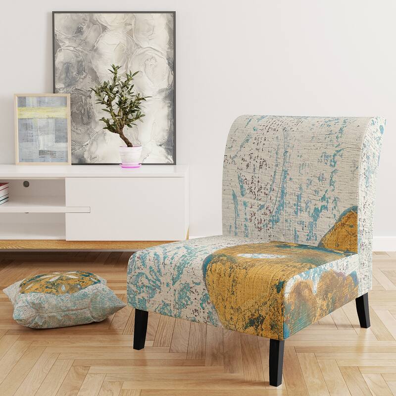 Designart "Coastal Pastel Seashells II" Upholstered VIntage Nautical Accent Chair - Arm Chair