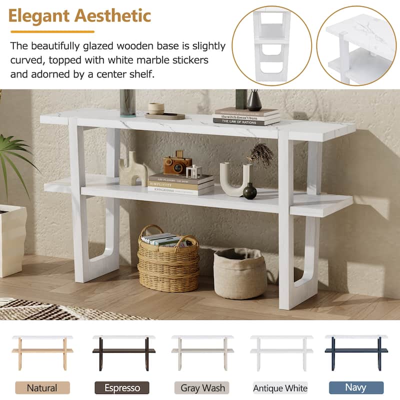 Elegant Console Table with Marble-Effect Top and Versatile Storage Solutions for Entryway and Living Room