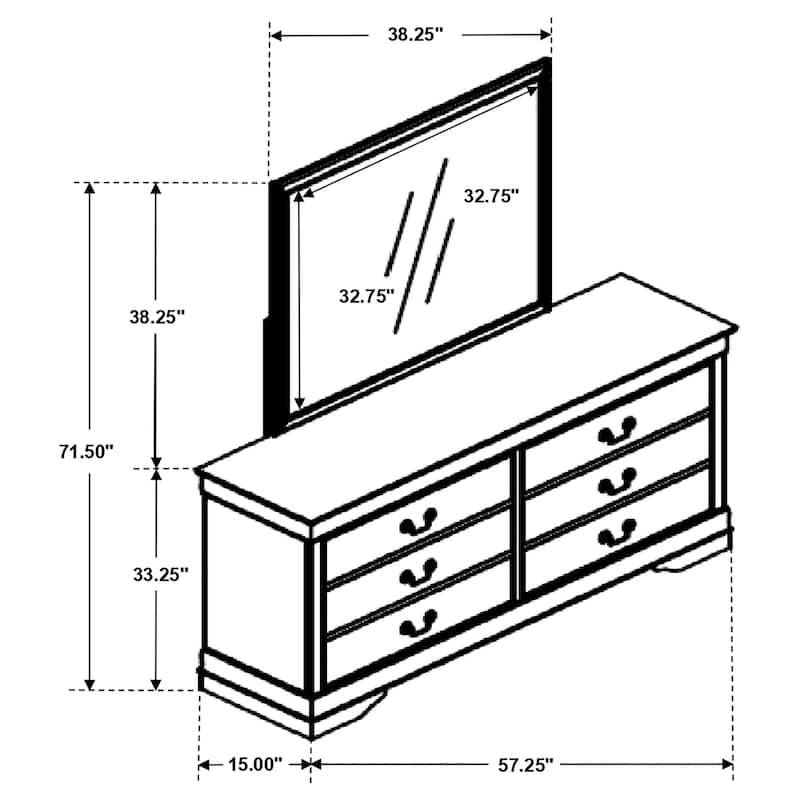 Louis Philippe 6-drawer Dresser Cappuccino