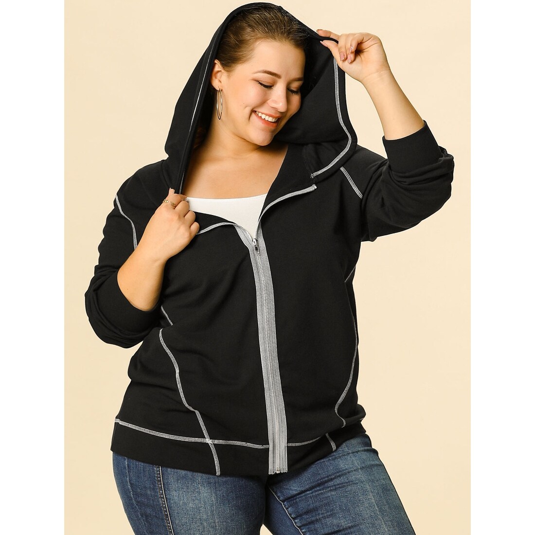 plus size zip up hoodies