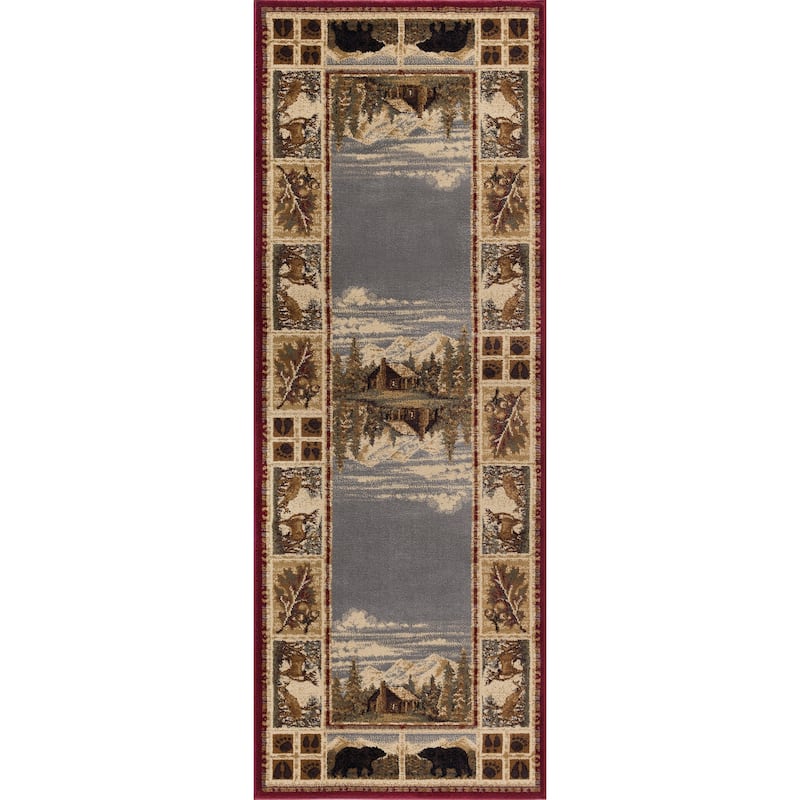 Natural Lodge Novelty Graphic Indoor Area Rug
