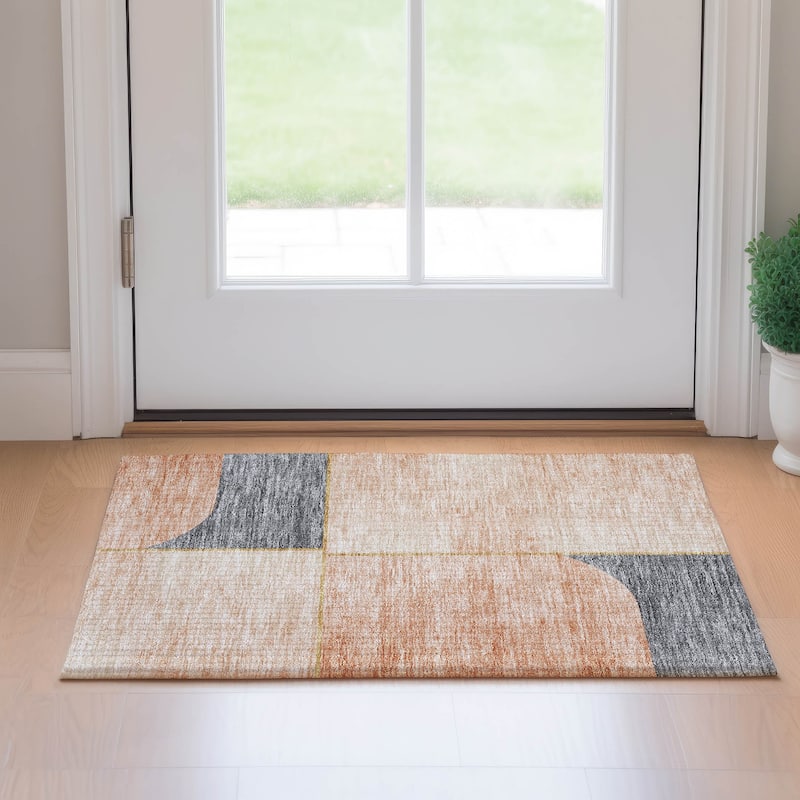 Premium Washable Super Soft Contemporary Deco Mayfield Rug - Coral - 1' 8" x 2' 6" - Rectangle