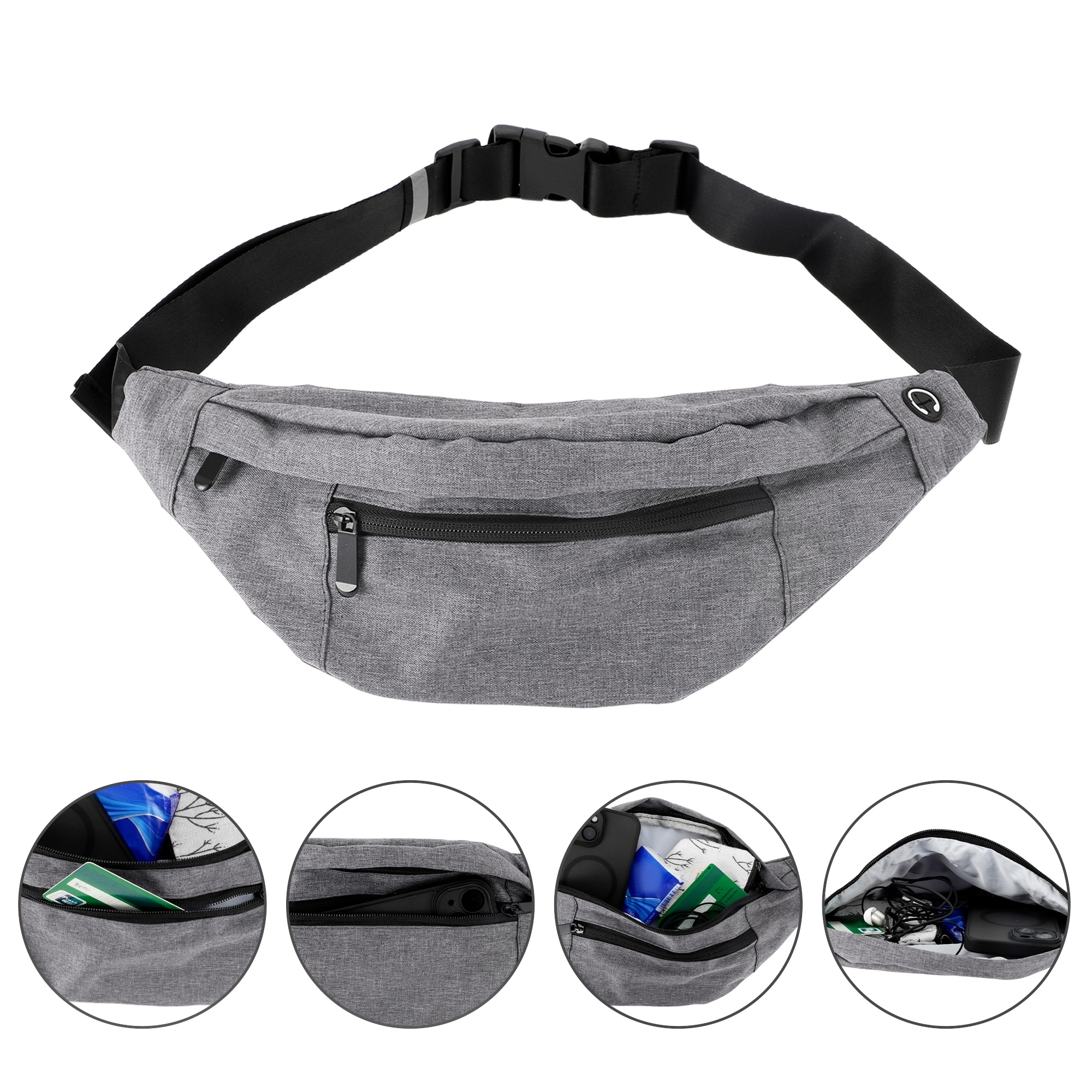 Crossbody Fanny Pack with 4-Zipper Pockets, Waterproof Sports Waist Bag Pack, Adjustable Belt Bag for Workout Traveling Running