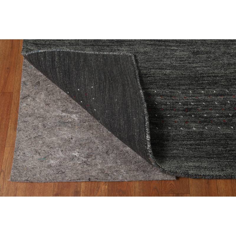Hand Knotted Oriental 100% Wool Carpet Tribal Stripe Greys & Charcoal Gabbeh Area Rug - 6' 9'' X 6' 7''