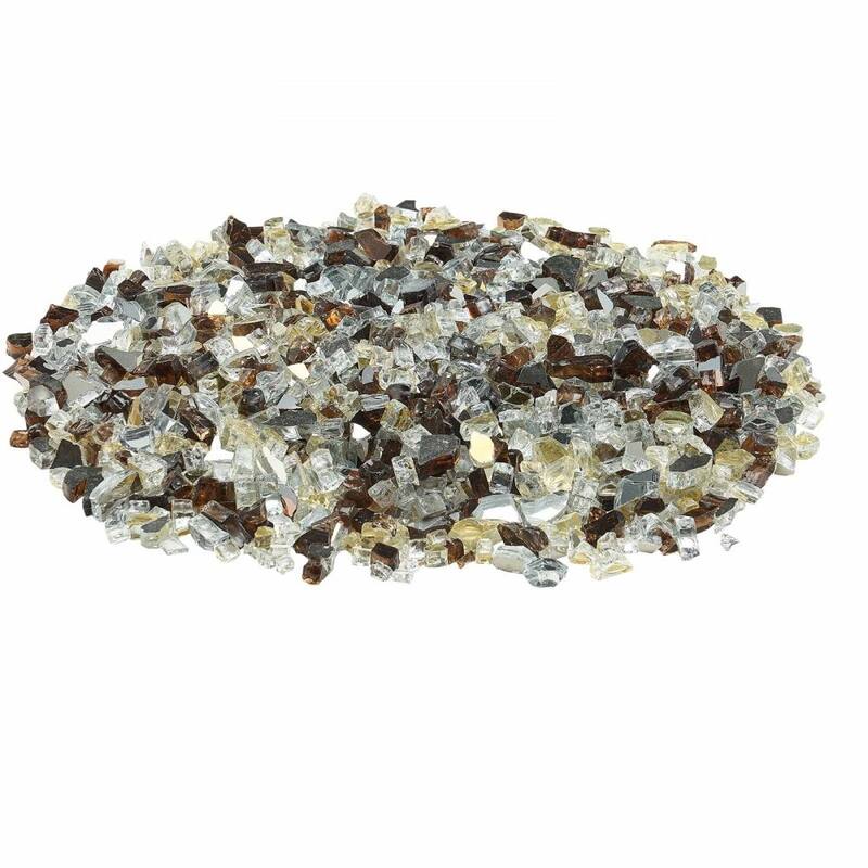 Copper Clear Gold Tempered Crushed Fire Glass Rocks half Inch 10 lbs. - 1/2 inch