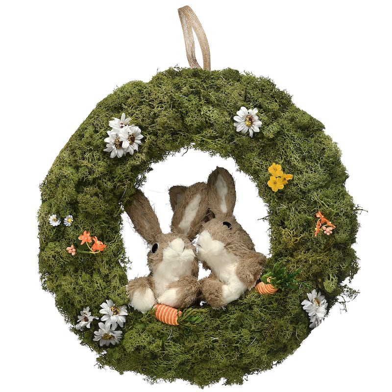 National Tree Company 15 in. Wreath with Rabbits