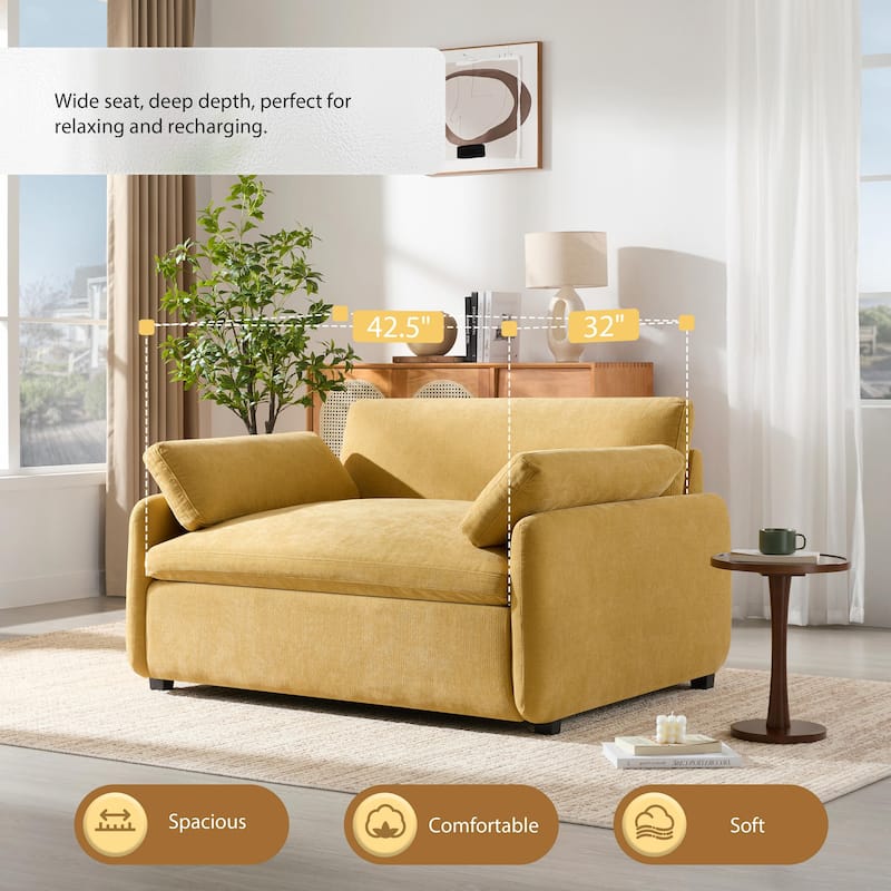 Oversized Chenille Single Sofa Chair, Wide and Deep Seat Accent Chair