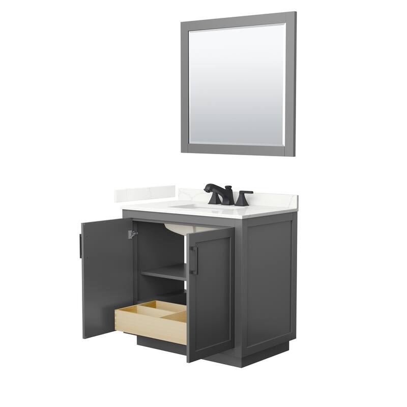 Miranda 36-inch Single Vanity, Quartz Top, 34-inch Mirror