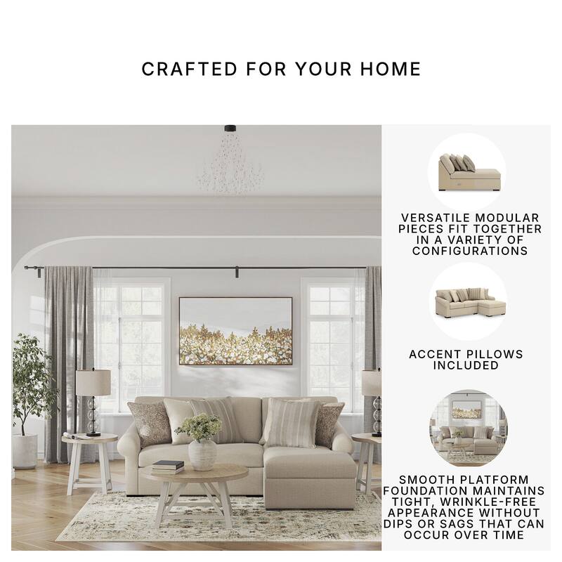 Signature Design by Ashley LadyMae Beige 2-Piece Sectional with Chaise - 102" W x 69" D x 40" H