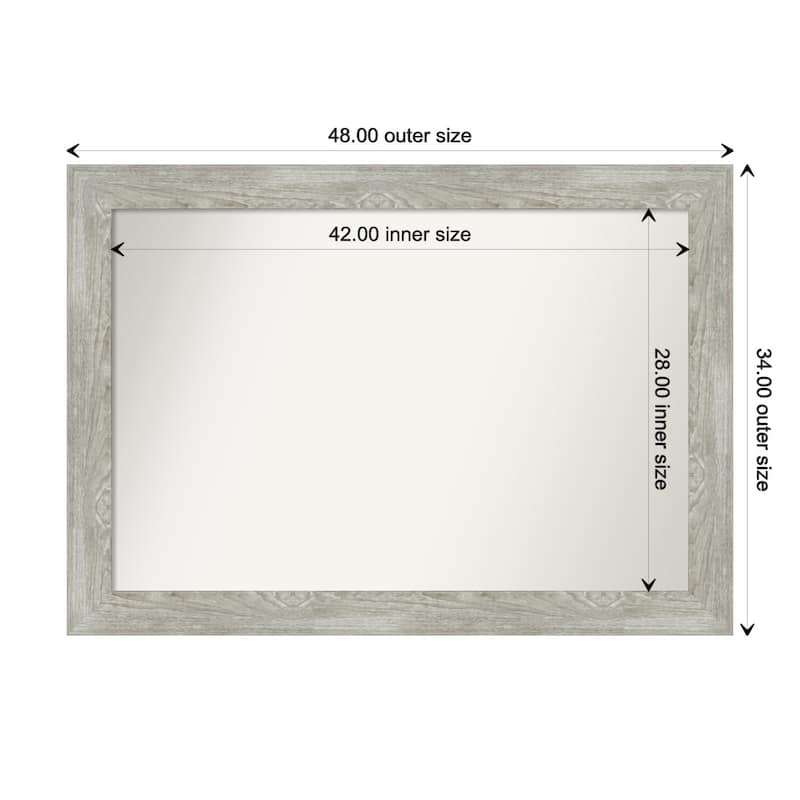 Dove Greywash Framed Non-Beveled Custom Wall Mirror, Bathroom Vanity Mirror - Outer Size: 48 x 34