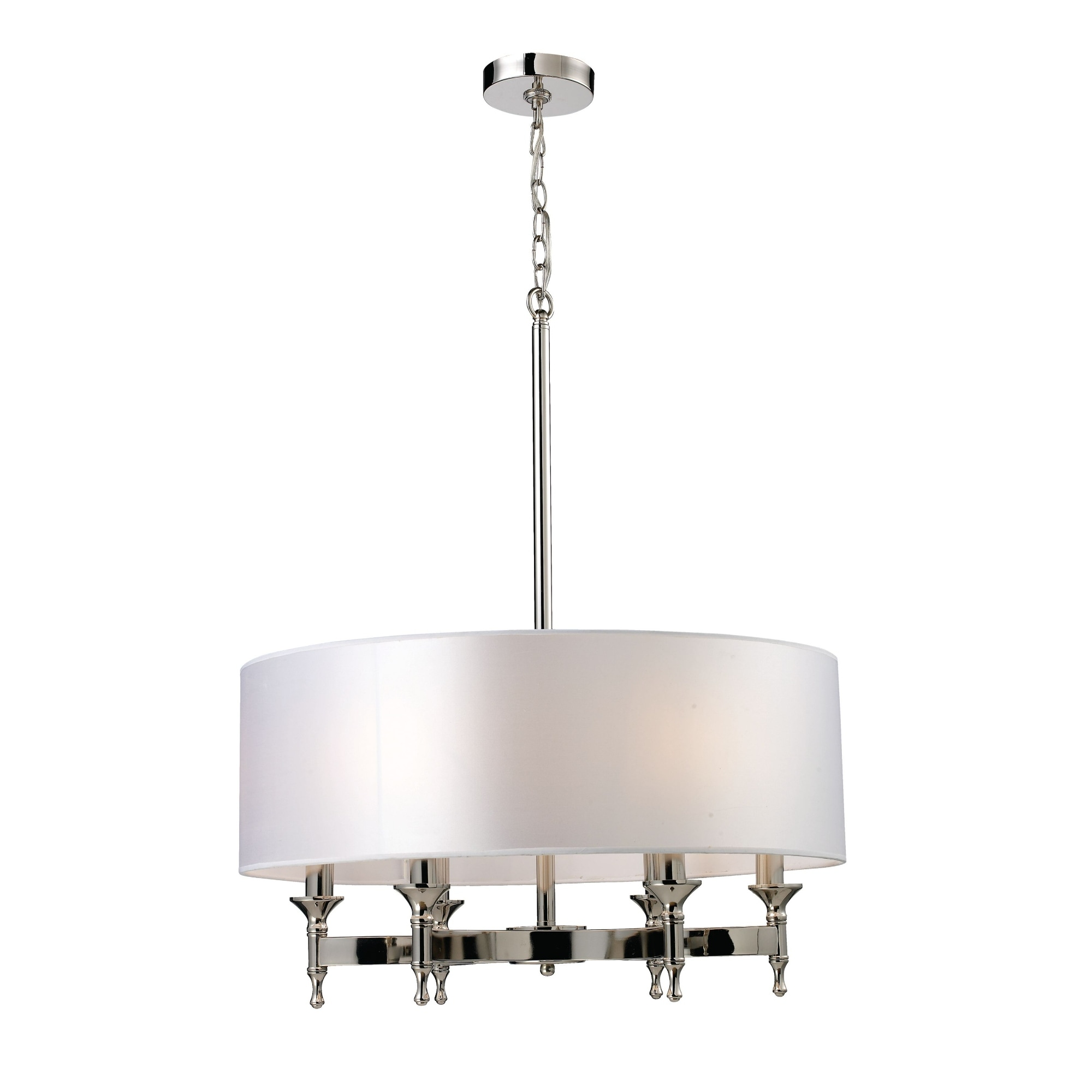 6-Light Candle Style Ceiling Chandelier - 30" - Polished Nickel