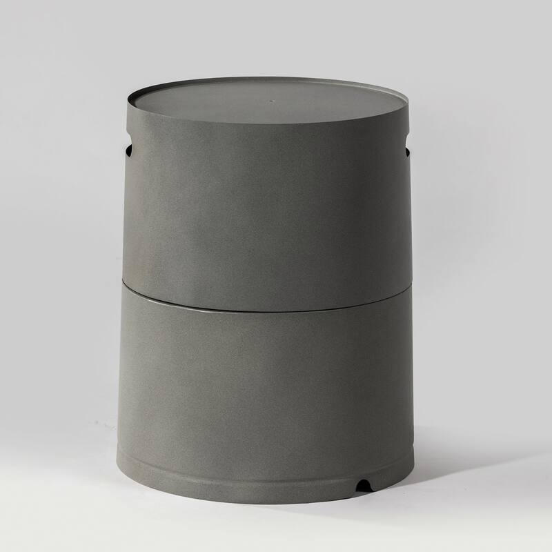 GDFStudio - Rowan Gray Steel Propane Tank Cover with Hide-Away Side Table for Outdoor Spaces - Gray