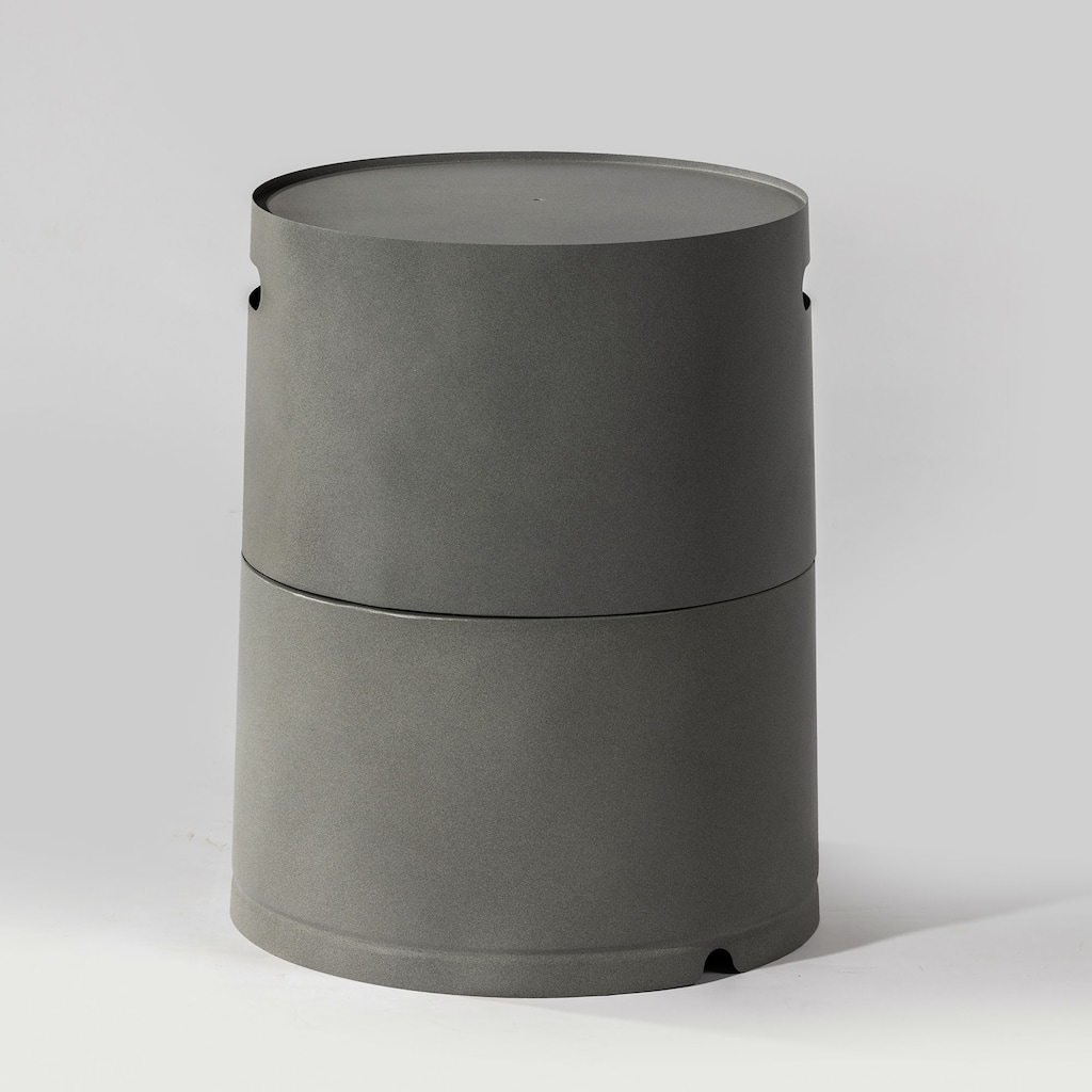 GDFStudio - Rowan Gray Steel Propane Tank Cover with Hide-Away Side Table for Outdoor Spaces