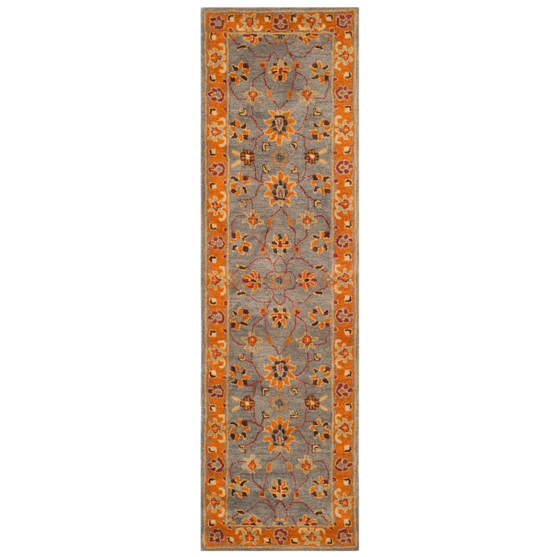SAFAVIEH Handmade Heritage Liana Traditional Oriental Wool Rug - 2'3" x 10' Runner - Blue/Orange